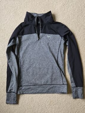 Grey & Black Half-Zip Athletic Pullover